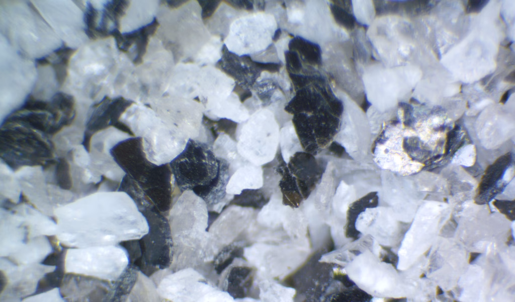 Microscopic appearance of aggregate sample from a Stone Initiatives Melbourne heritage project.