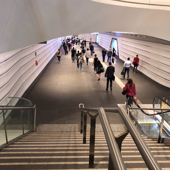 Finishes evaluation (including slip testing) at Wynyard Walk, Sydney.